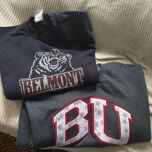Belmont and BU Sweatshirts crew neck